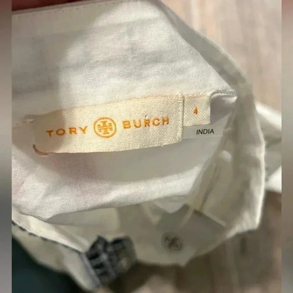 Tory Burch Tunic White  Embroidery Silver Mirror Bling Beachy NWT - Picture 2 of 14